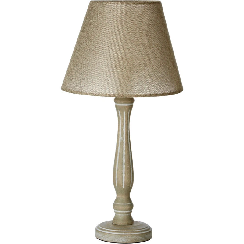 Image of Premier Housewares Interiors by Premier Maine Lined Wooden Candlestick Table Lamp Natural