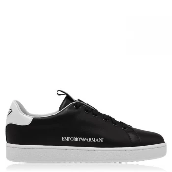 Image of Emporio Armani Leather Cupsole Trainers Black Size 7 Women