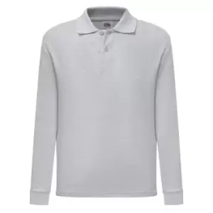 Image of Fruit Of The Loom Childrens/Kids Long Sleeve Pique Polo Shirt (7-8 Years) (Heather Grey)