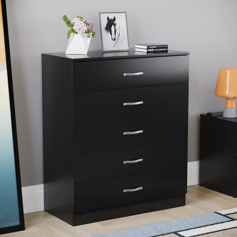 Image of Lassic Vida Designs Riano 5 Drawer Chest Black unisex 5 Drawers