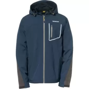 Image of Caterpillar Mens Capstone Hooded Soft Shell Jacket Marine M
