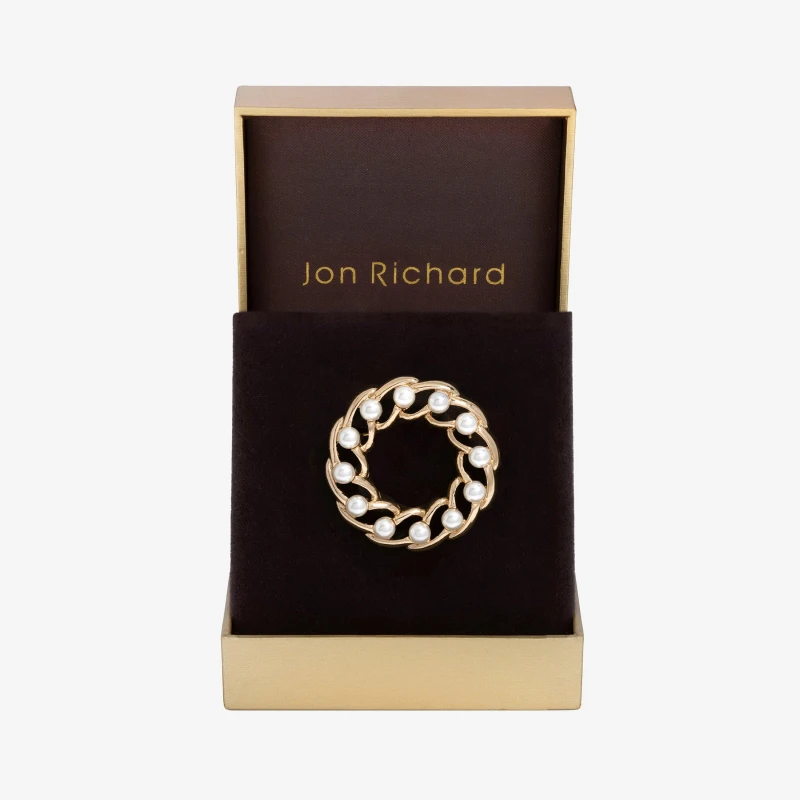 Image of Jon Richard Gold Plated Vintage Inspired Pearl Wreath Brooch Jewellery Sets One Size Gold 40729310000