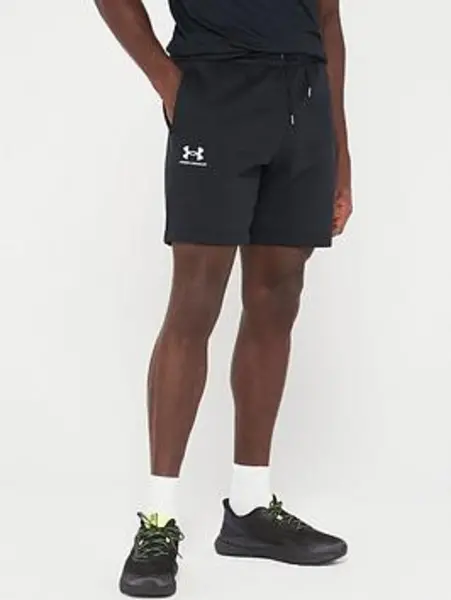 Image of Under Armour Mens Essential Fleece Shorts - Black/White