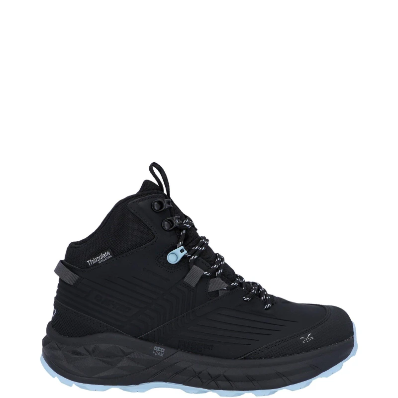 Image of Hi Tec Womens Fuse Trek Lightweight Mid Walking Boots UK Size 4 (EU 37) Black Blue Fog HIT160-BLKBLU-4