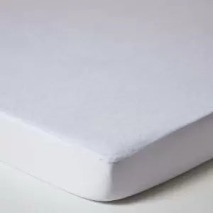 Image of Terry Towelling Waterproof Mattress Protector, Euro 140 x 200cm - White - Homescapes