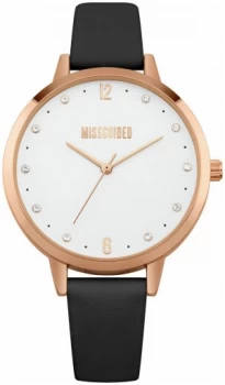 Image of Missguided Black Faux Leather Strap Watch