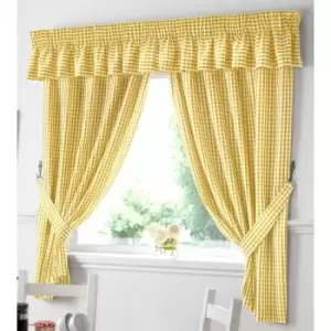 Image of Gingham Check Kitchen Pencil Pleat Curtains, Yellow, 46 x 48" - Alan Symonds