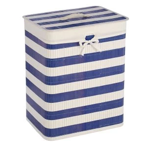Image of Premier Housewares Kankyo Nautical Bamboo Laundry Hamper - Blue/White