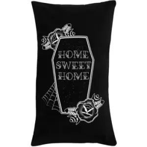 Image of Grindstore Home Sweet Home Coffin Filled Cushion (One Size) (Black/White) - Black/White