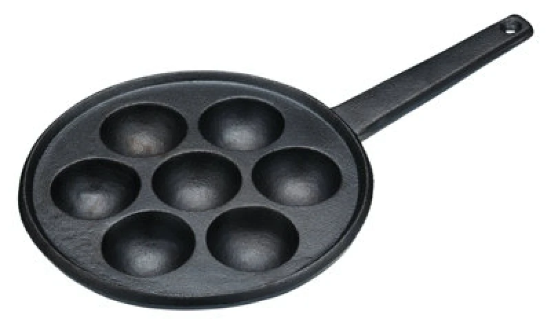 Image of KitchenCraft KitchenCraft Cast Iron Danish Pancake Pan - Black 35X20.5cm