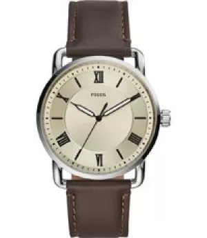 Image of Fossil Men Copeland 42mm Three-Hand Brown Leather Watch