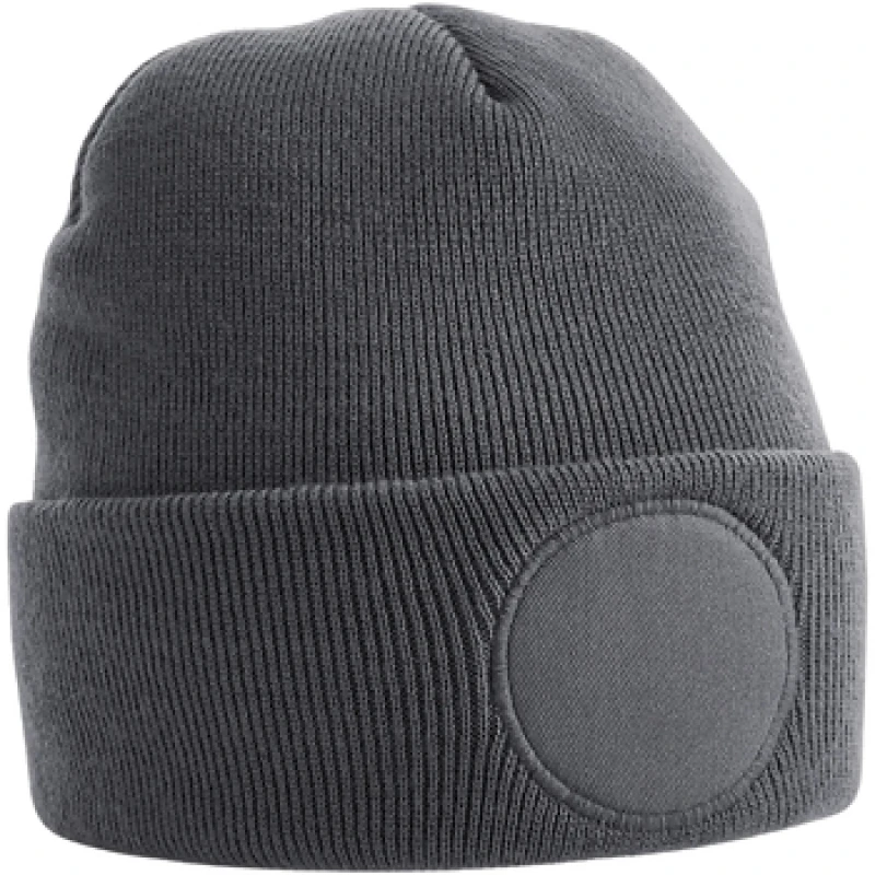 Image of Beechfield Beechfield Men Patch Beanie in Dark Grey Dark Grey One Size Male 5063425111565