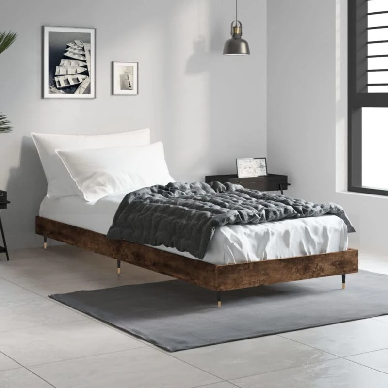 Image of VIDAXL Bed Frame without Mattress Smoked Oak 75x190cm Small Single Engineered Wood Vidaxl 8720845796952