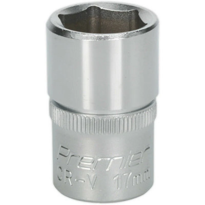 Image of Loops 17mm Steel Drive Socket - 1/2" Square Drive - Chrome Vanadium Wrench Socket Metallics