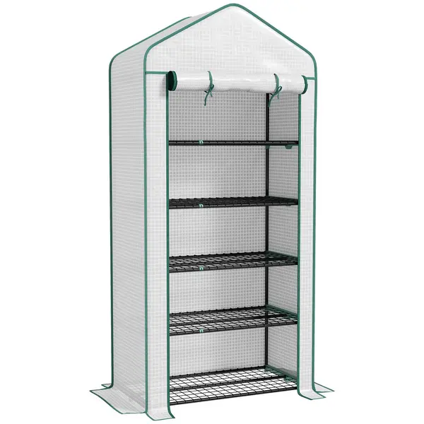 Image of Outsunny Wide Mini 5 Tier Greenhouse 193Hx90Wx49Dcm White