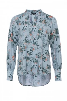 Image of French Connection Kioa Crepe Light Tie Neck Top Blue