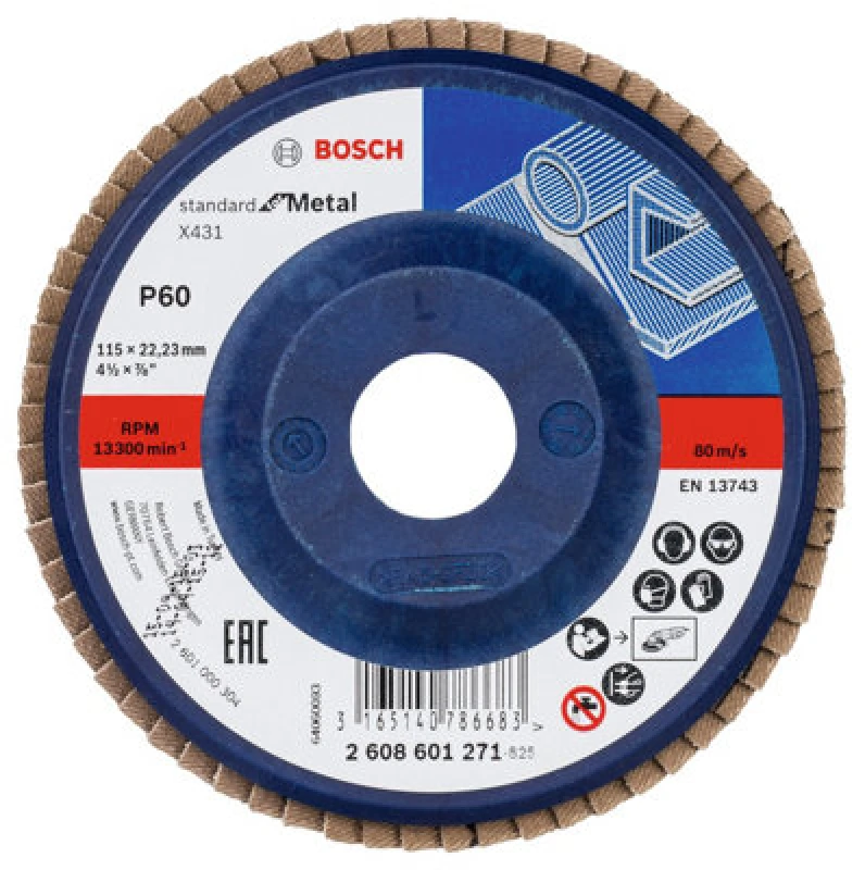 Image of Bosch X431 Standard for Metal Flap Disc 2608601271 Diameter: 115mm