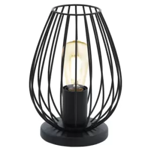Image of Table Lamp Desk Light Black Base & Small Wire Cage Shade 1 x 60W E27 Bulb