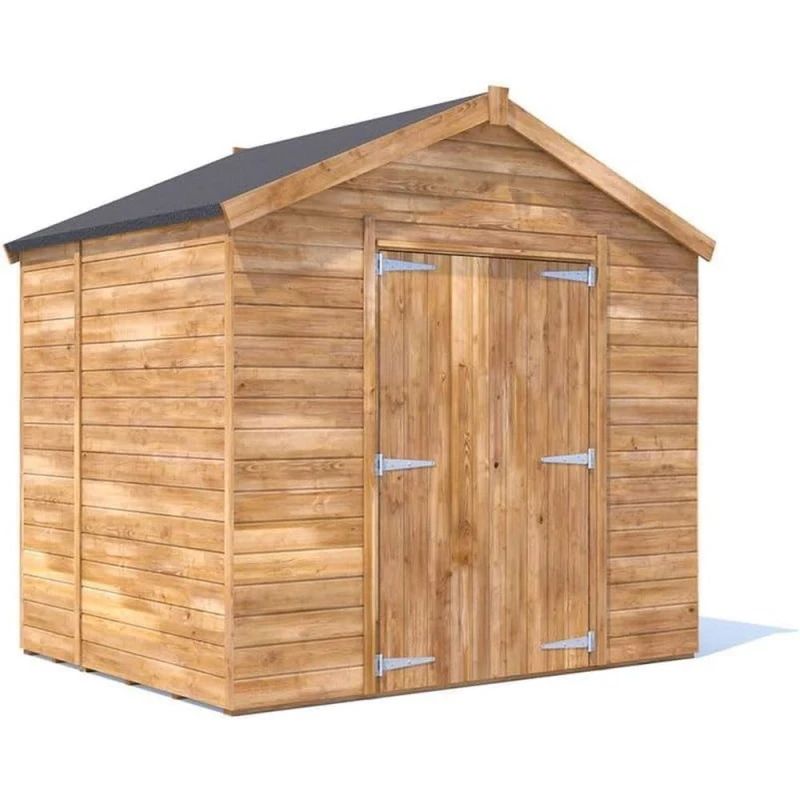 Image of Dunster House Bike Shed 2.4 X 1.8M (8' X 6') 12mm Walls Wooden Garden Building Apex Roof Overlord Modular