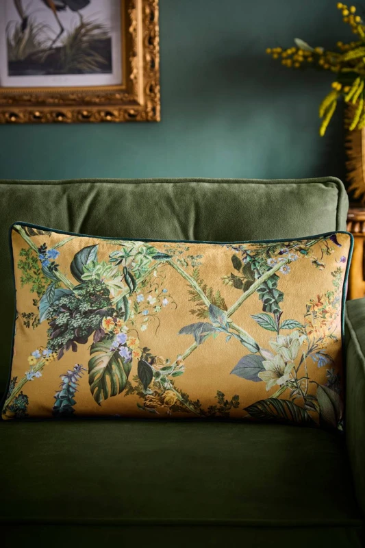 Image of Laurence Llewelyn-Bowen Cotswold Fantasia Dawn Velvet 30cmx50cm Filled Cushion Gold