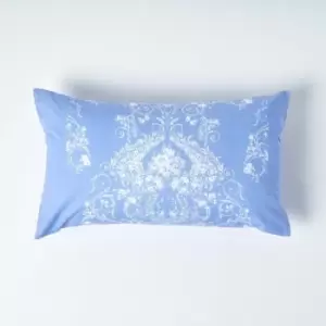 Image of Homescapes - Blue French Toile Patterned Rectangular Cushion, 50 x 30cm - Blue