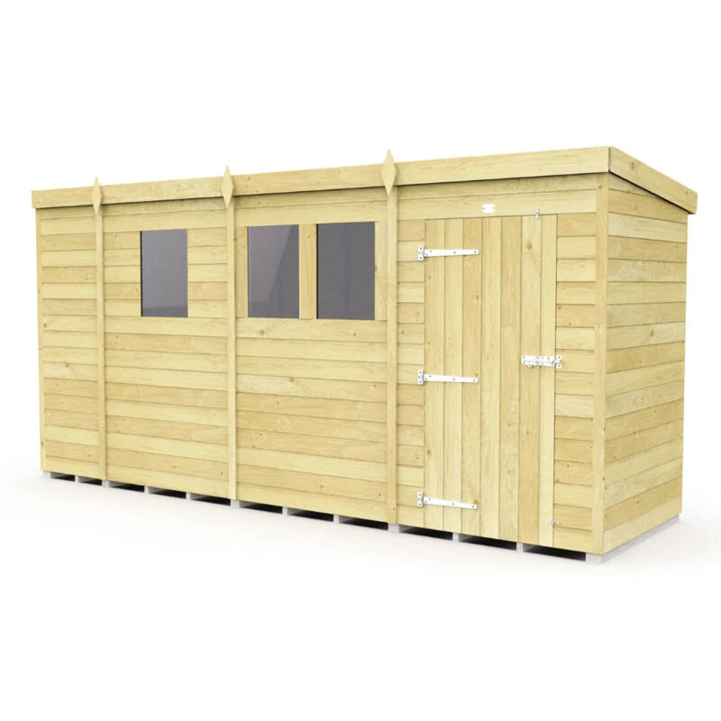 Image of Flat Pack Sheds DIY Sheds 13 x 4 Pent Shed, Brown 13X4PFF