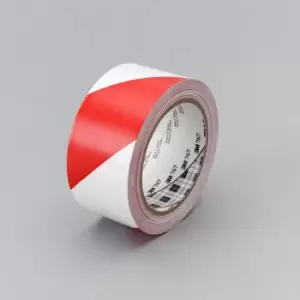 Image of 3M Hazard Warning Tape 767i, Red/White, 50 mm x 33 m