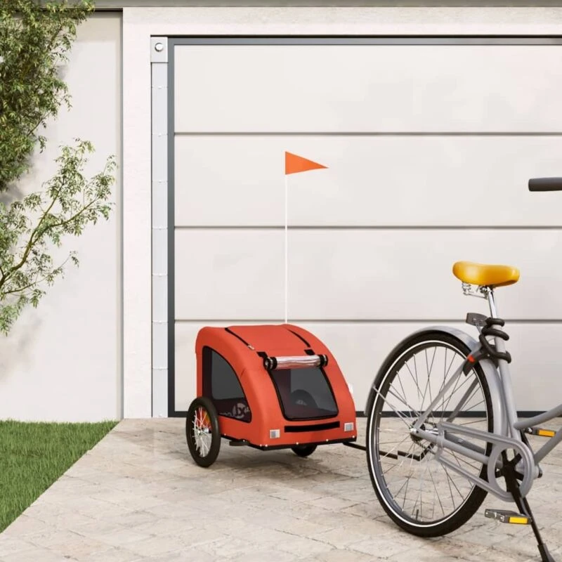 Image of VIDAXL Pet Bike Trailer Orange Oxford Fabric and Iron Vidaxl 8720845770419