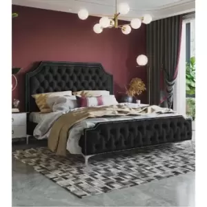 Image of Gaia Bed Small Double Plush Velvet Black
