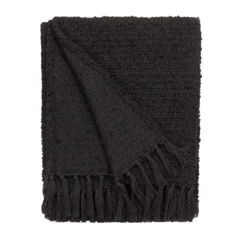 Image of Candar Boucle Textured 130cm x 170cm Throw Black