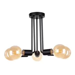 Image of Venna Multi Arm Semi Flush Ceiling Light Black, 30cm, 5x E27