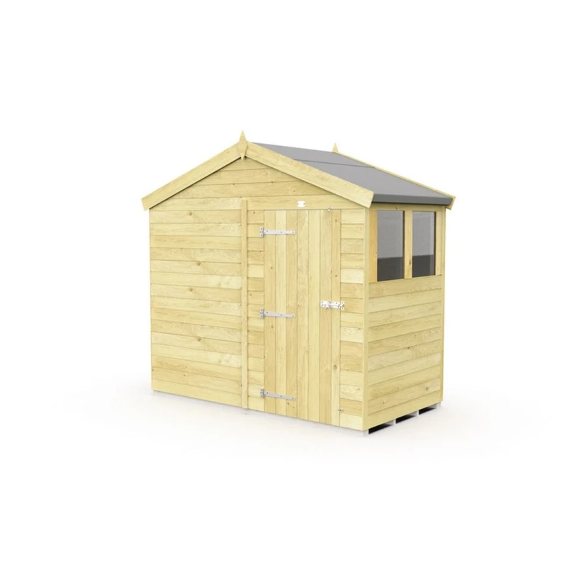 Image of Buttercup Farm 8 x 4 Feet Apex Shed - Single Door W/ Windows - L127 x W231 x H217cm in Brown Brown Unisex