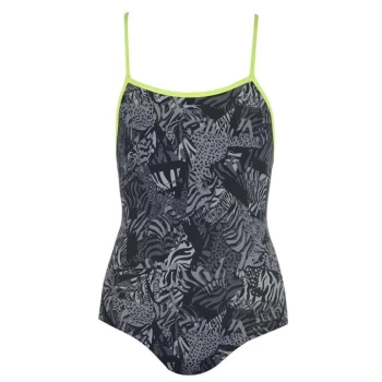 Image of Slazenger Bound Back Swimsuit Junior Girls - Blk Print/Yell