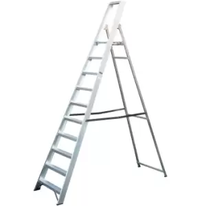 Image of 2.2m Aluminium Platform Step Ladders 10 Tread 3.8m Work Height HEAVY DUTY Steps