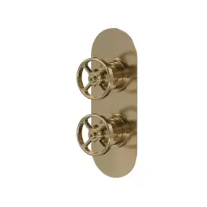 Image of Hudson Reed Twin Valve With Diverter - Brushed Brass