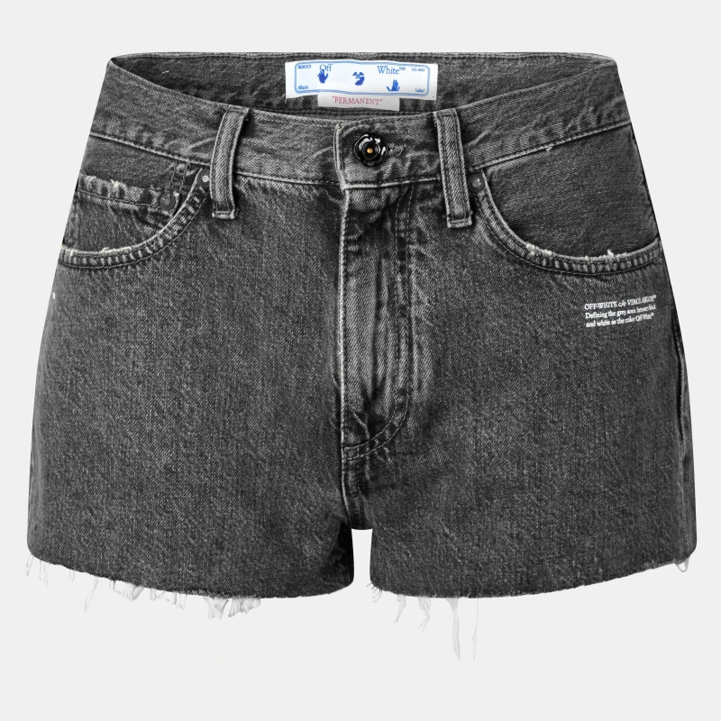 Image of Off White Womens Denim Shorts Dark Grey/White female 24 L32