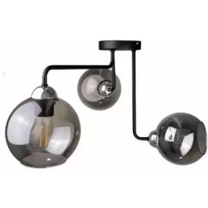 Image of Keter Cosmo Multi Arm Semi Flush Ceiling Light Black, Silver, 50cm, 3x E27