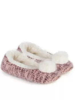 Image of TOTES Fluffy Knit Ballet Slippers - Berry Size 7-8, Women