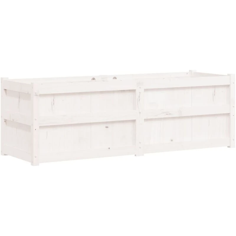 Image of vidaXL Garden Planter White 150x50x50cm Solid Wood Pine, White 837485