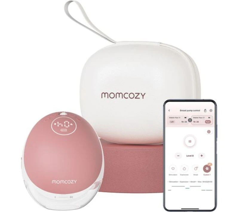 Image of MOMCOZY M9 Mobile Flow Single Breast Pump - Pink & White 762765367308