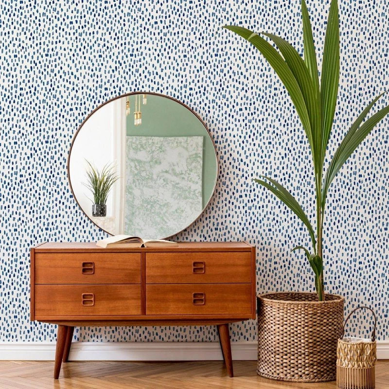 Image of Wall Pops Self Adhesive Wallpaper Bindu Blue Blue unisex 52CMX5.49M