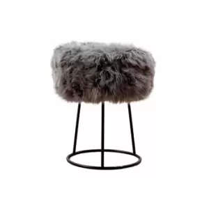Image of Native Natural Grey Metal Sheepskin Stool