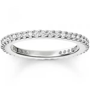 Image of THOMAS SABO Silver Small Clear Cubic Zirconia Narrow Eternity Ring...