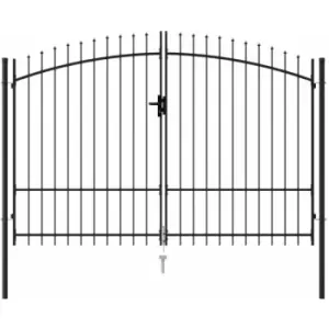 Image of Fence Gate Double Door with Spike Top Steel 3x1.75 m Black Vidaxl Black