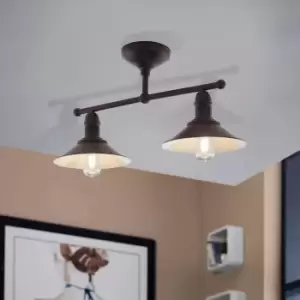 Image of Eglo Stockbury Flush Light - Antique-Brown & Beige