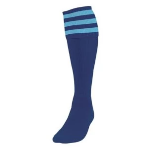 Image of Precision 3 Stripe Football Socks Navy/Sky - UK Size 3-6
