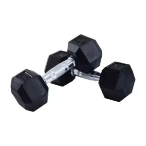 Image of Homcom 2X10Kg Hexagonal Rubber Dumbbell Sets Ergo Weight Fitness Gym Workout Pair