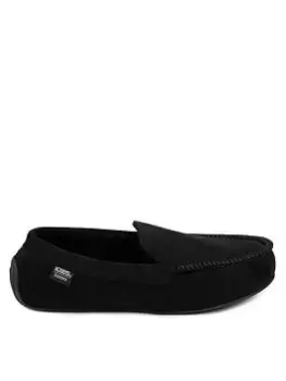 Image of TOTES Machine Stitched Suedette Moccasin With Pillowstep Slipper - Black, Size S, Men