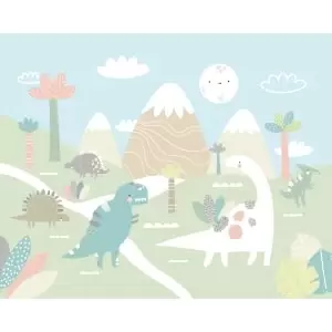 Image of Dinosaur Land Pastel Wall Mural - 3m x 2.4m