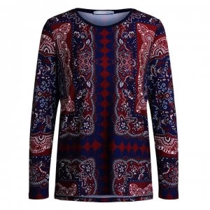 Image of Oui Long Sleeve T Shirt - DKBlue Red 0553